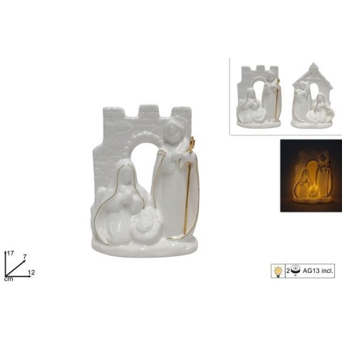 SCENARIO NATIVITA' 17 CM DECORI ORO LUCE 2 ASSORTITI